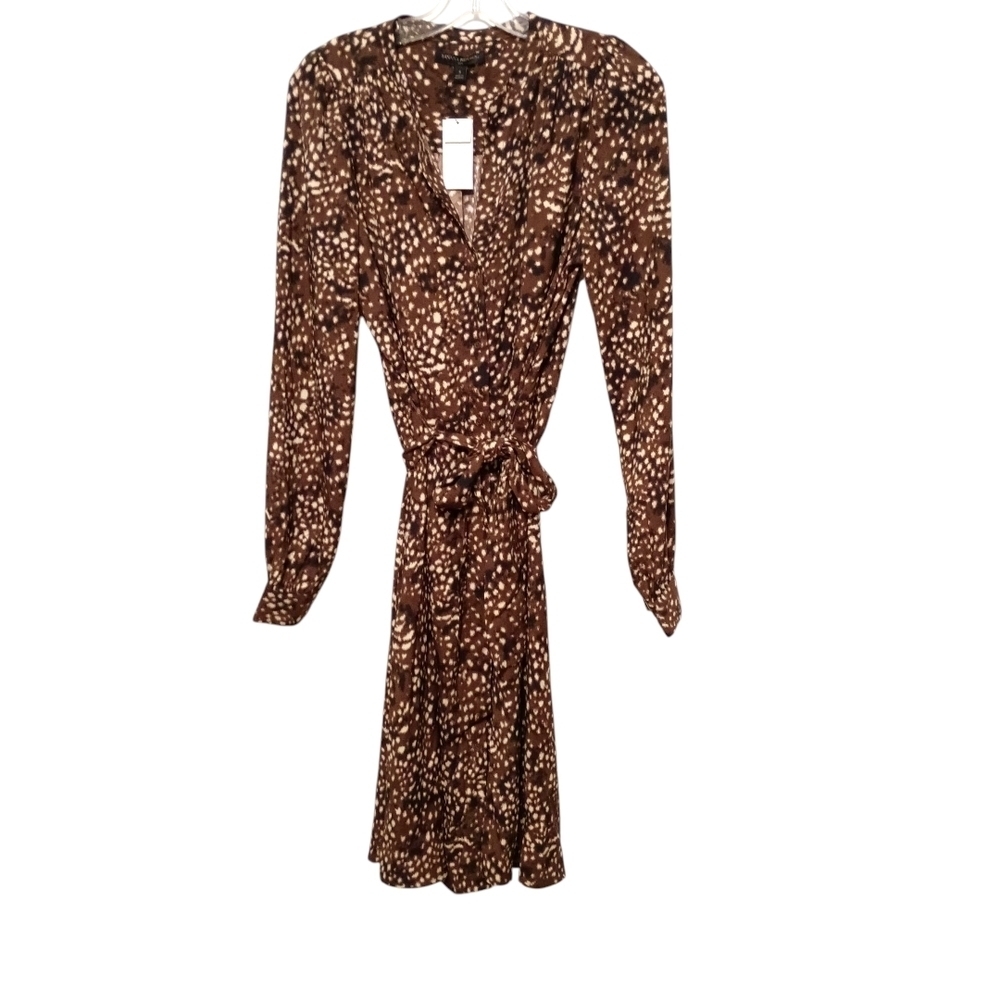 Banana Republic Factory -Elegant Brown Patterned Dress Size Small Tall